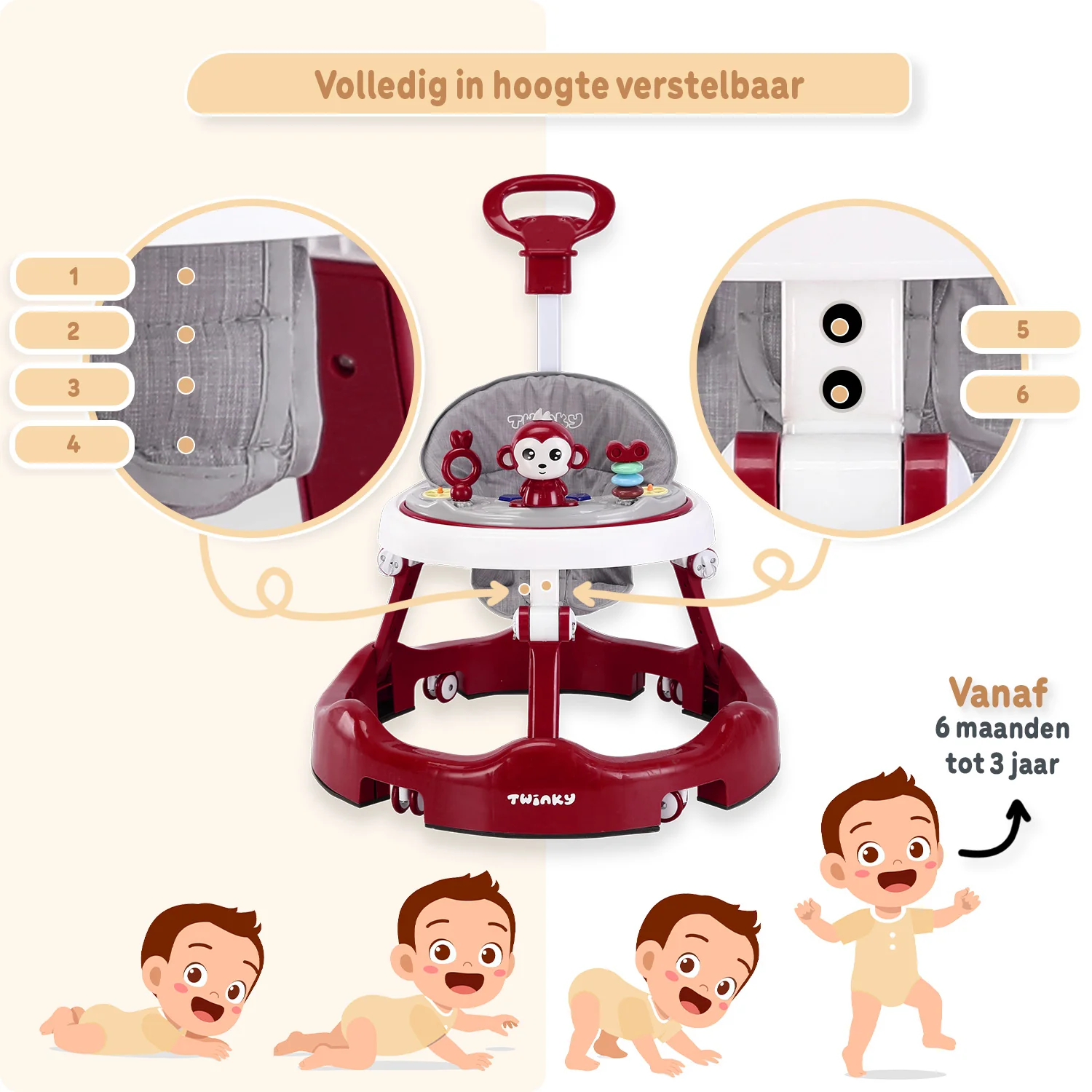 Twinky Babywalker - Loopstoel Bordeaux - Image 3