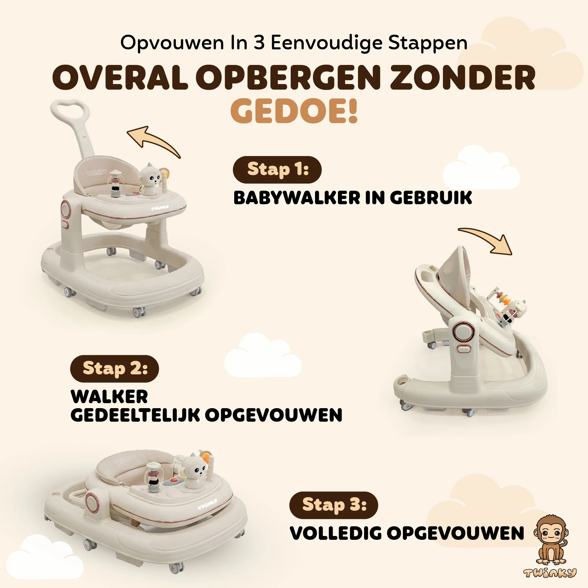 Twinky Babywalker GO - 2-in-1 Loopstoel & Loopwagen - Image 5