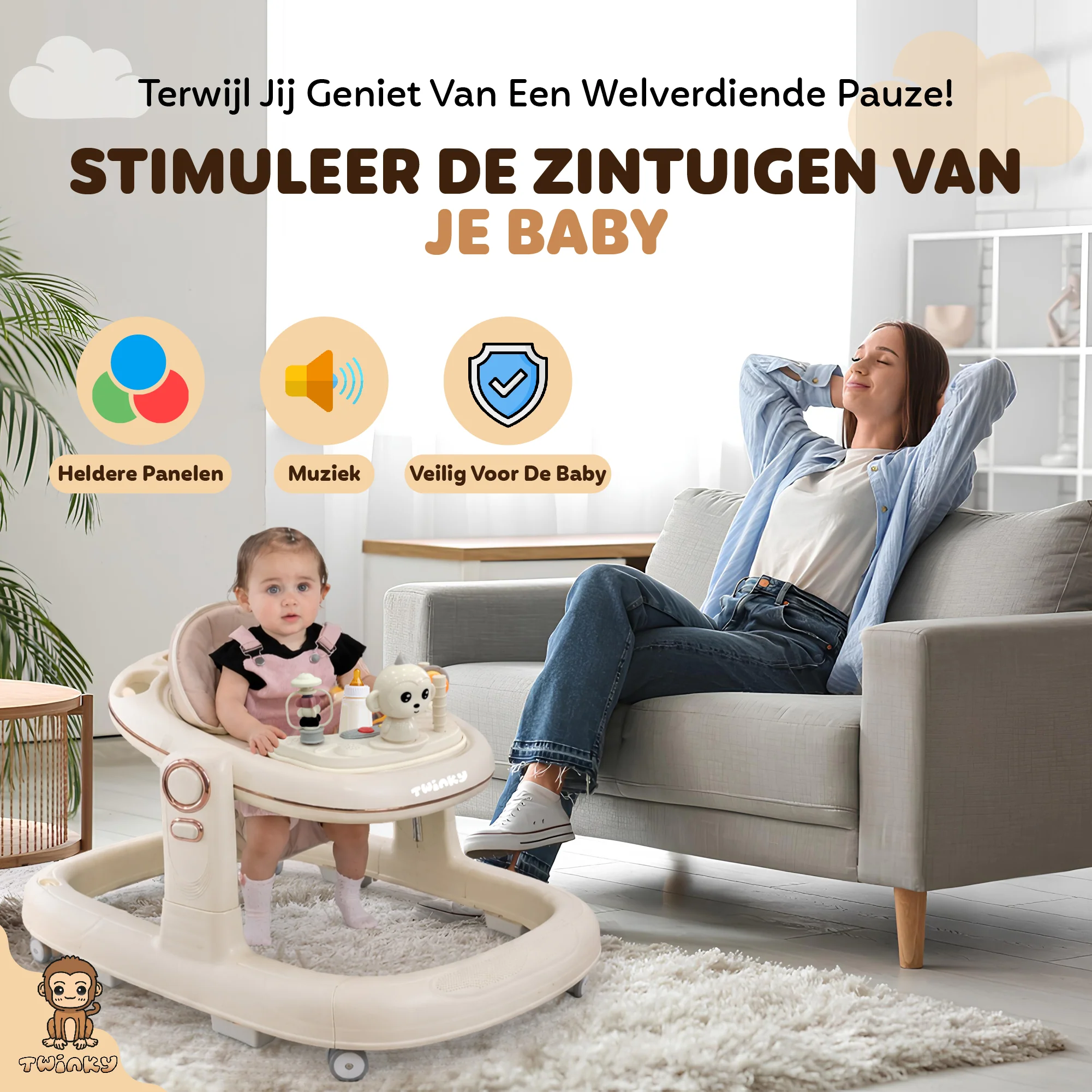 Twinky Babywalker GO - 2-in-1 Loopstoel & Loopwagen - Image 7