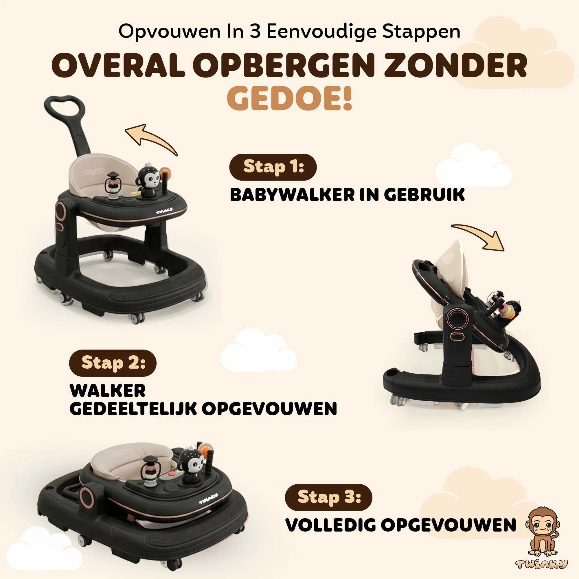 Twinky Babywalker GO - 2-in-1 Loopstoel & Loopwagen - Image 6