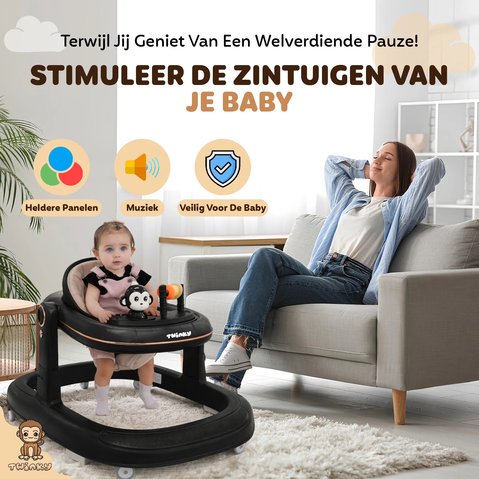 Twinky Babywalker GO - 2-in-1 Loopstoel & Loopwagen - Image 7
