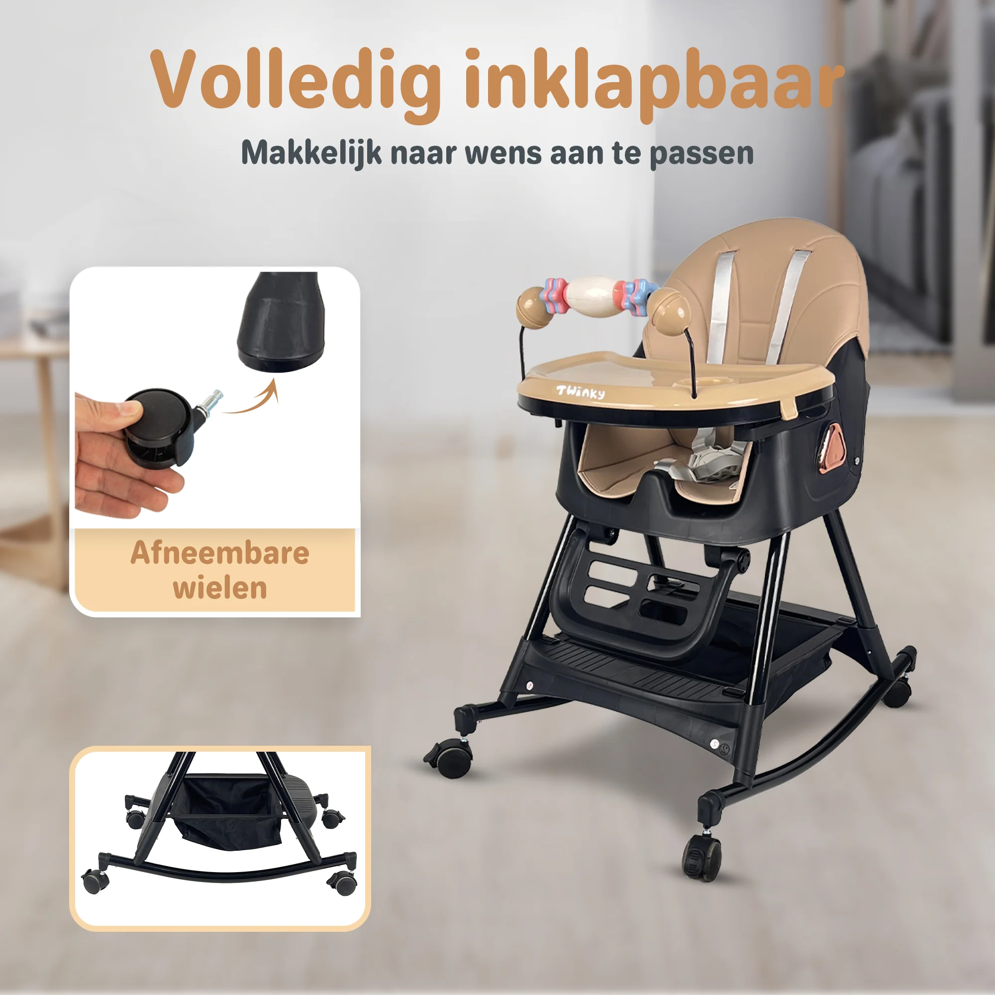 Twinky Kinderstoel SWING + 2x Knijpfles Lepels + Babywalker (BABYBUNDEL) - Image 3