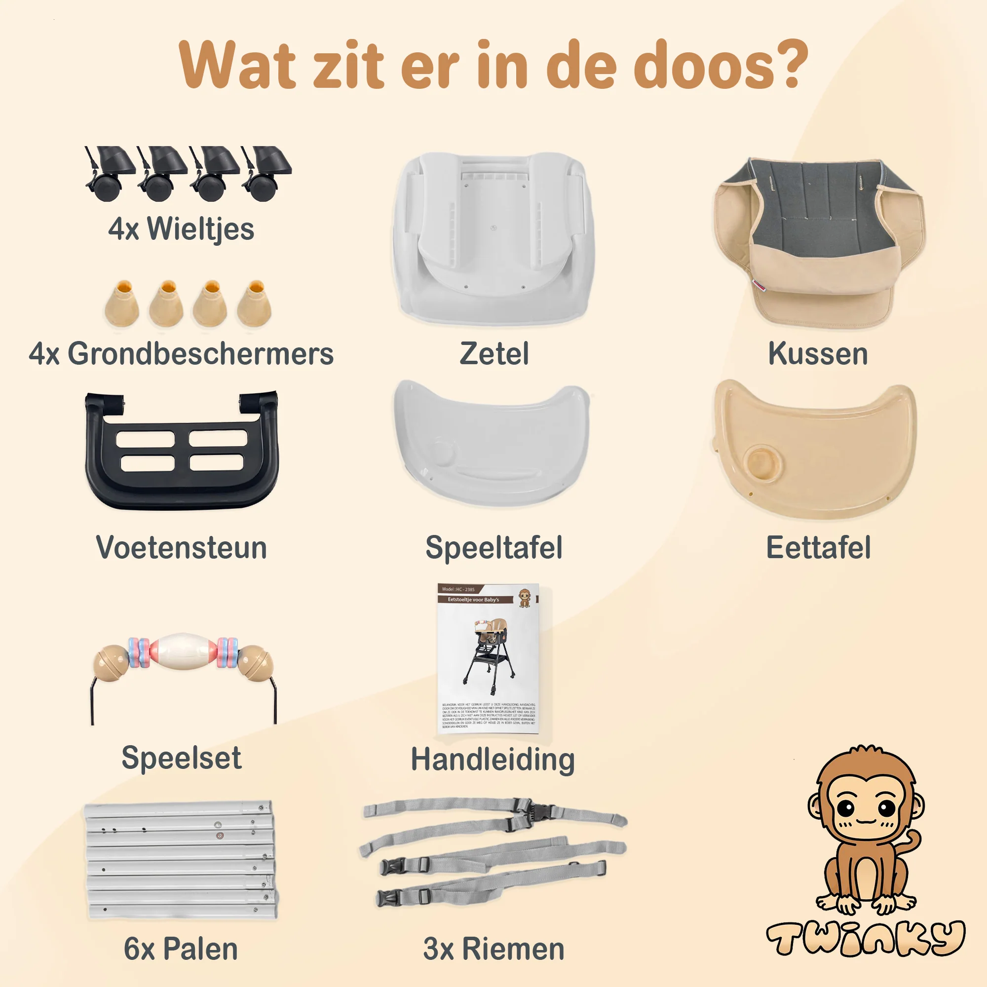 Twinky Kinderstoel SWING + 2x Knijpfles Lepels + Babywalker (BABYBUNDEL) - Image 6