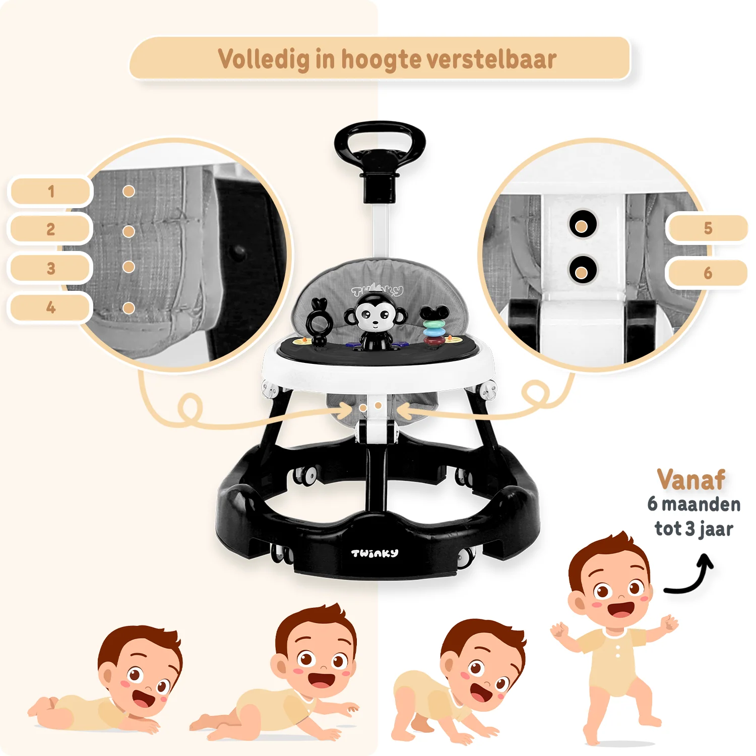 Twinky Babywalker - Loopstoel Zwart - Image 3