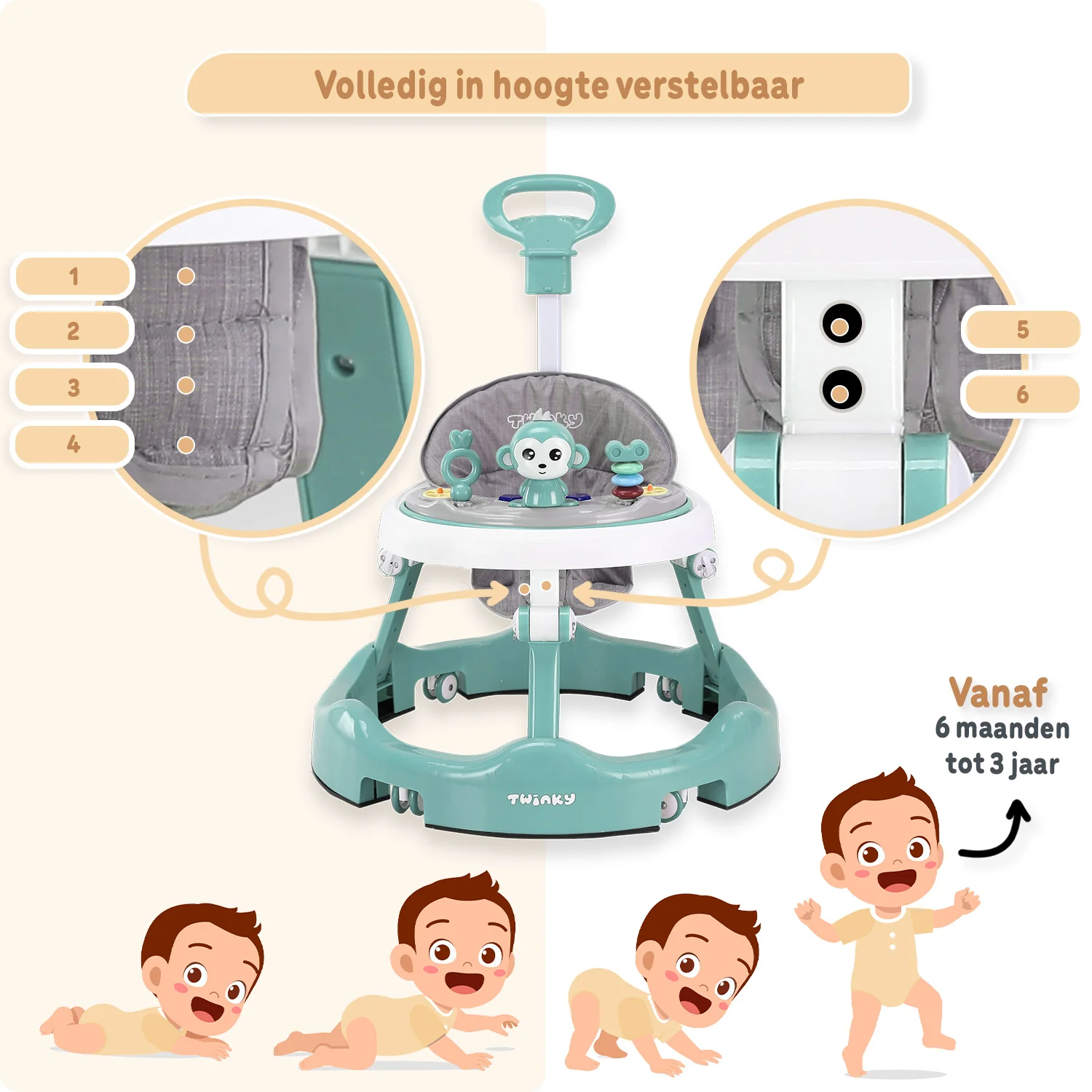 Twinky Babywalker - Loopstoel Mint Groen - Image 3